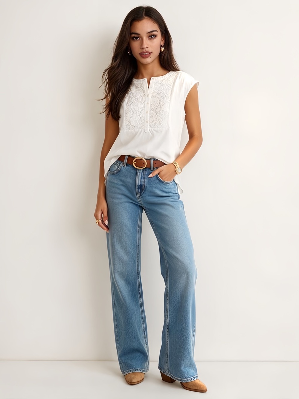 Talbots Light Blue Wide-Leg Jeans